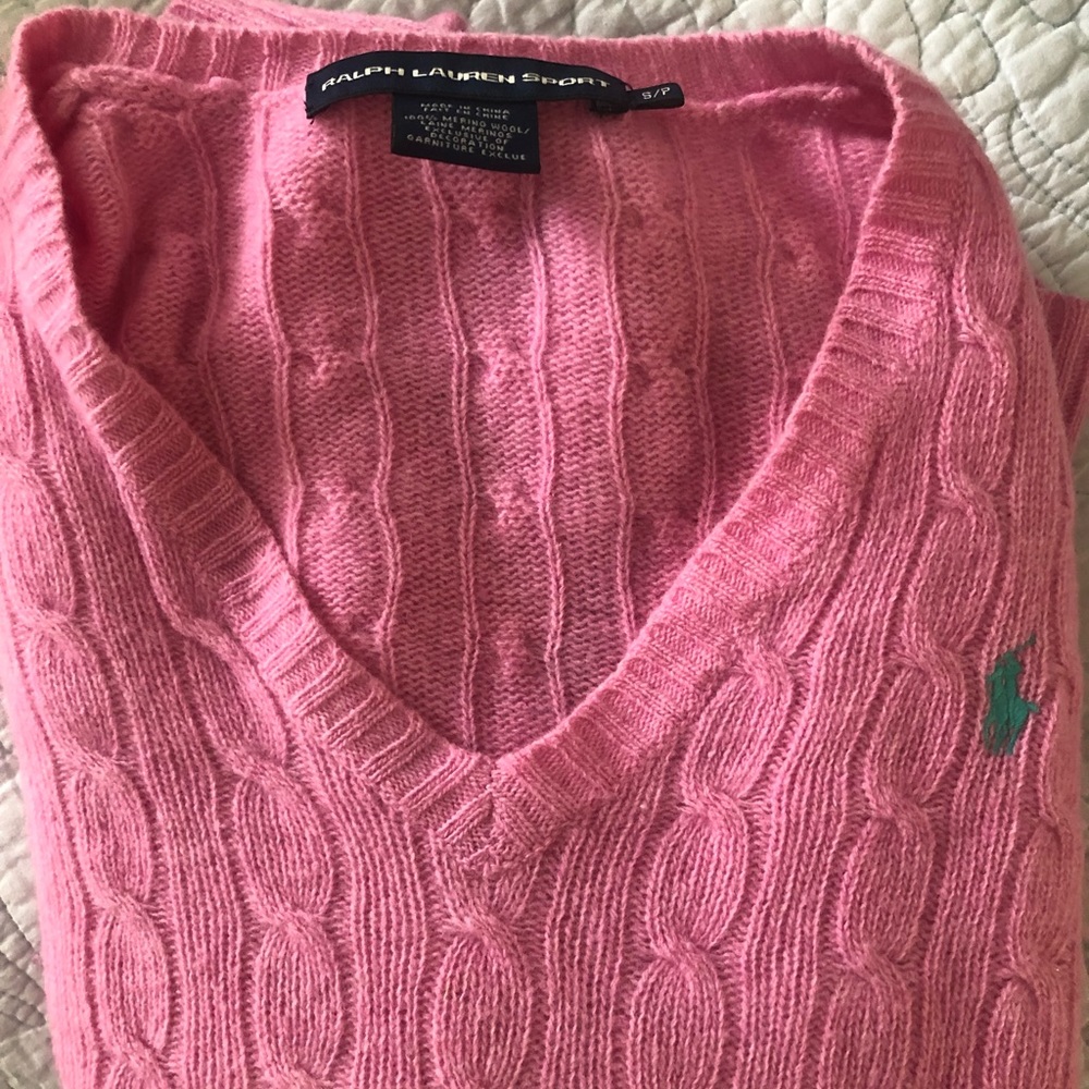 Ralph lauren pink merino wool sweater, excellent